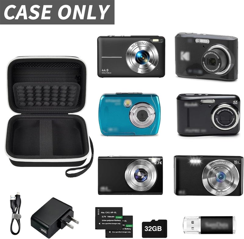 Grapsa Digital Camera Case for CAMKORY/for Kodak Pixpro/for VAHOIALD/for Sony DSCW800 830/ for Canon PowerShot 180 190. Vlogging Cameras Storage Holder for Accessories (Box Only)-Black - Image 2
